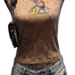 NWOT Disney Winnie the Pooh Embroidered Tank Top – Women’s Small – Tan – Y2K Style