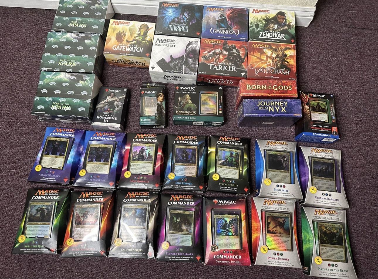 Magic the Gathering Fatpacks, Booster Box, & Precon Commander Decks