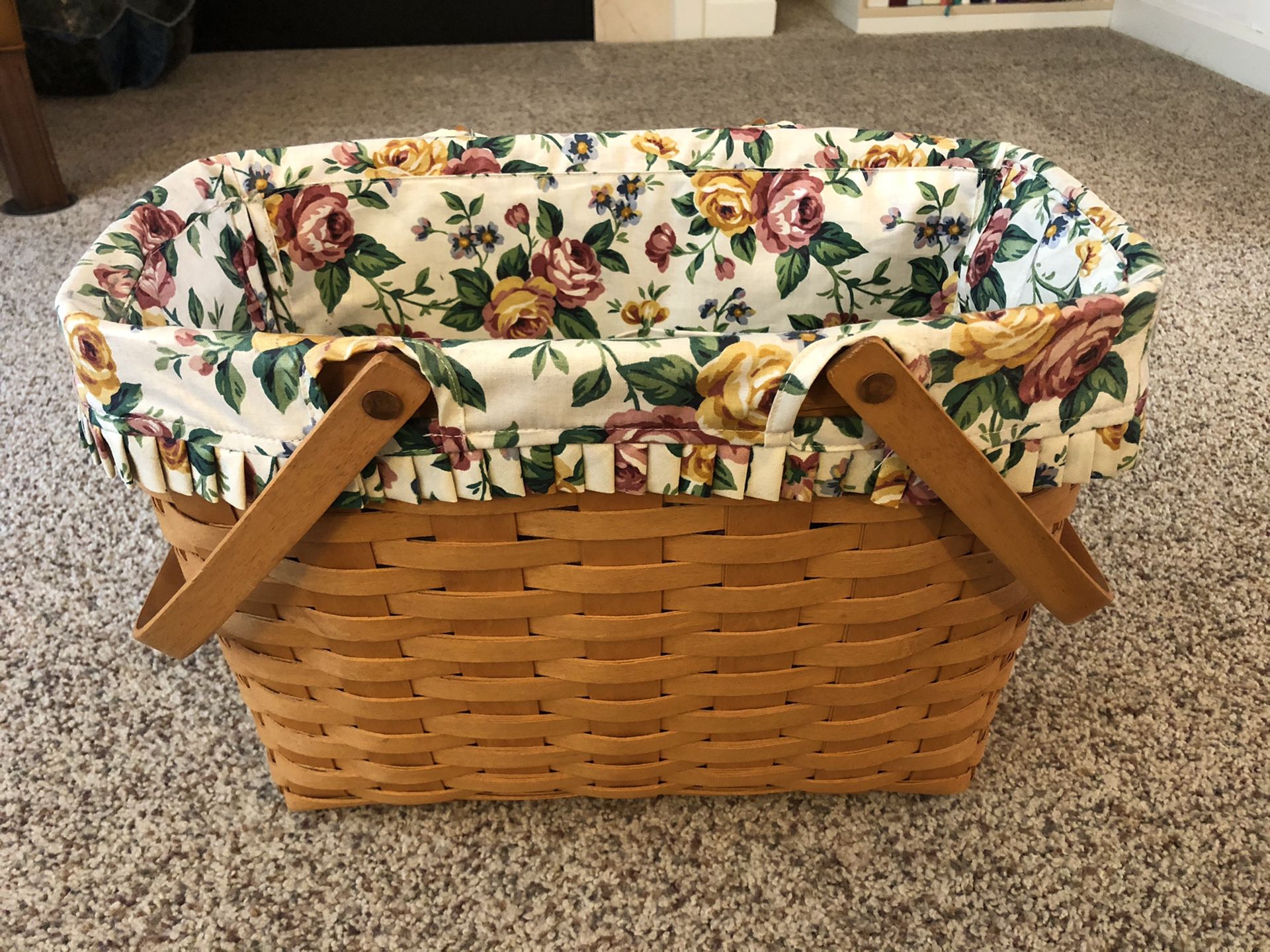 Longaberger Magazine Basket with protector and Liner