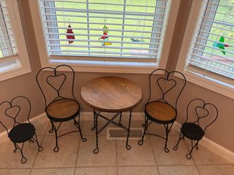 Vintage Child Sized Ice Cream Parlor Set (Table and 2 Chairs) Plus (a Pair of Mini Chairs)