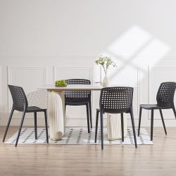 Set Of 4 - Polypropylene (PPP - High Grade Plastic) Black Outdoor / Indoor Stackable Chairs [NEW IN BOX] **Retails for $265 