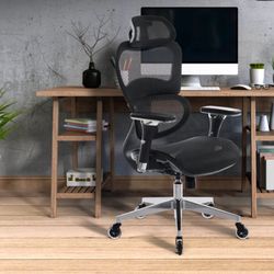 Ergonomic Office Chair, Desk Chair, 4D Adjustable Armrest, 3D Lumbar Support, Blade Wheels, Mesh Computer chair, Gamer chair, head rest & back recline