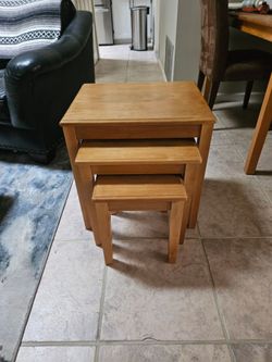 Small solid wood table set of 3