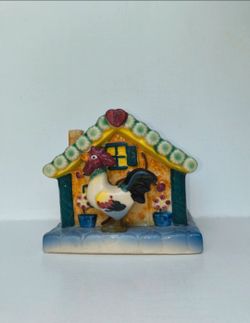 Vintage ceramic rooster farmhouse chicken home decor napkin holder or planter