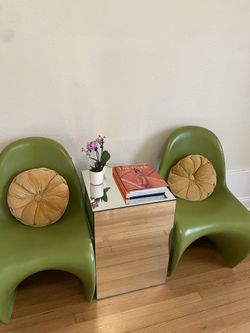 Two Green Panton Chairs 