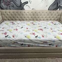 RH TWIN SIZE DAYBED WITH TRUDLE AND MATTRESSES