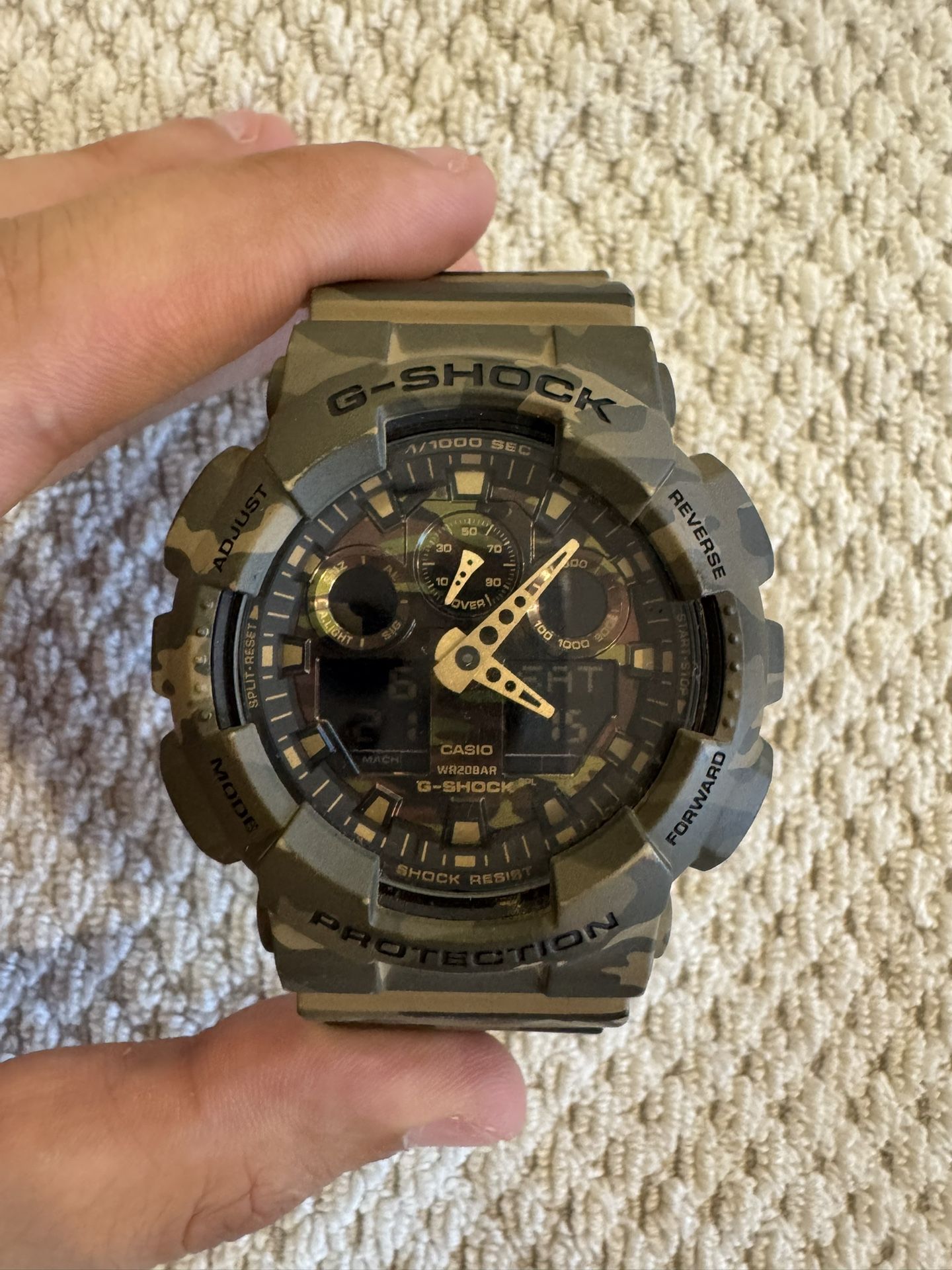 New Casio G-Shock GA-2100-1A watch with camo band