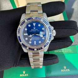 Rolex Submariner Date 40mm 116610LN Blue Dial Ceramic bezel custom natural diamonds and sapphires set box & appraisal