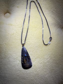 Native american jewelry 18k gold and 925 sterling silver pendant with necklace Navajo/Hopi