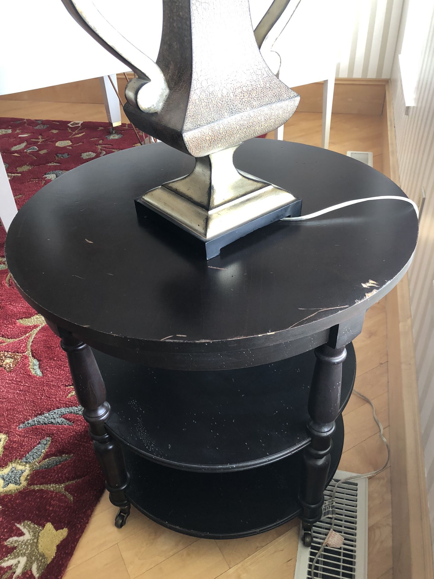 Real wood black end table