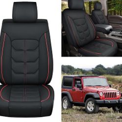 (New Factory Sealed) 
Nilight Car Seat Covers Custom Fit 2007-2024 Jeep Wrangler JK JL 4-Door Waterproof Wear-Resistant Leather Anti Slip Cushion Fron