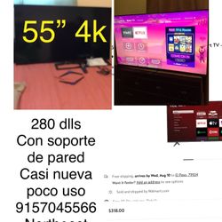 TLC 55” 4k 3 Meses De Uso , Con Soporte Para La Pared 280 Dlls No Menos (contact info removed) Northeast