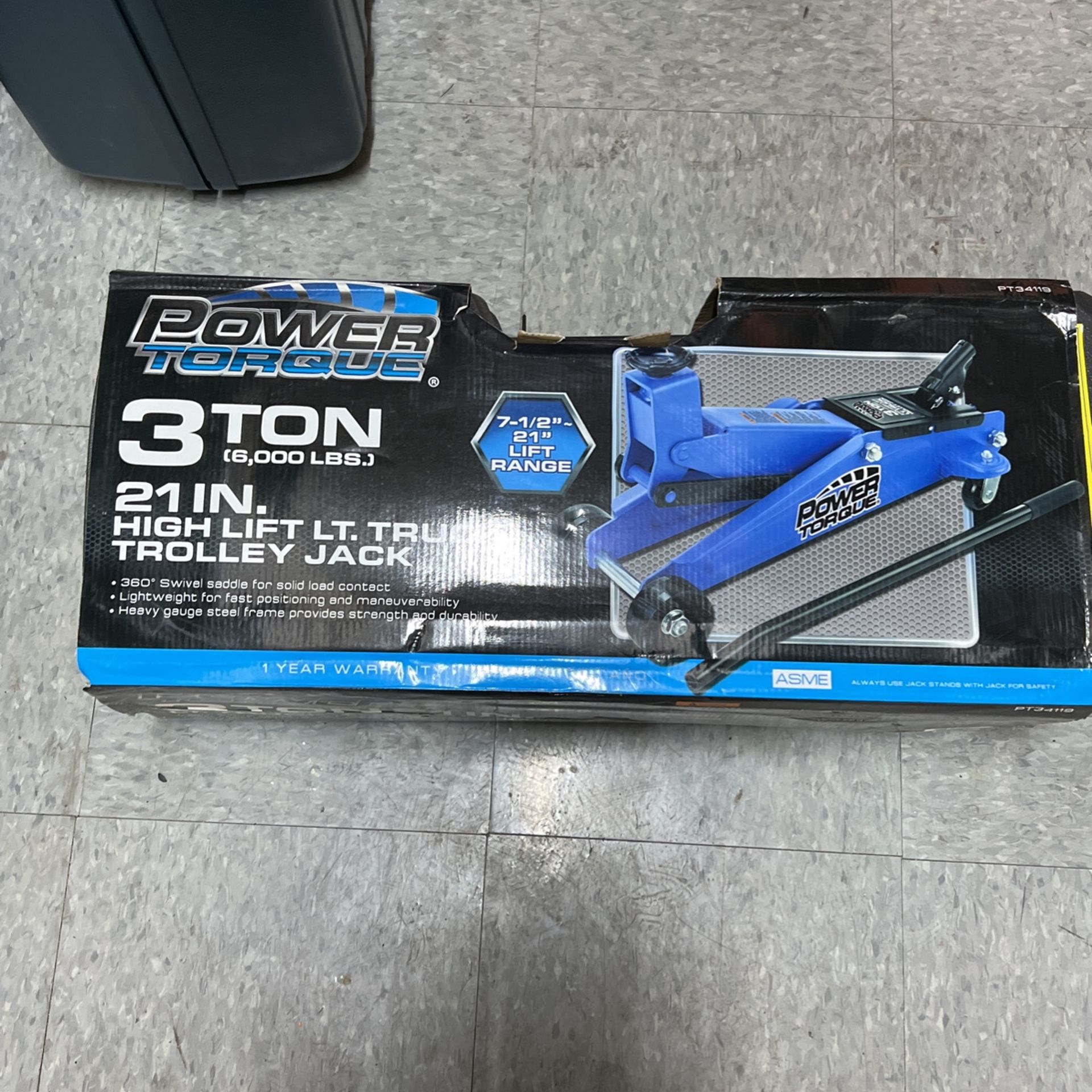 Power Torque Pt 34119 (3 Ton -6000 Lbs) Floor Jack