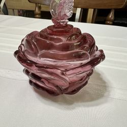 Vintage Fenton Dusty Rose Candy Dish