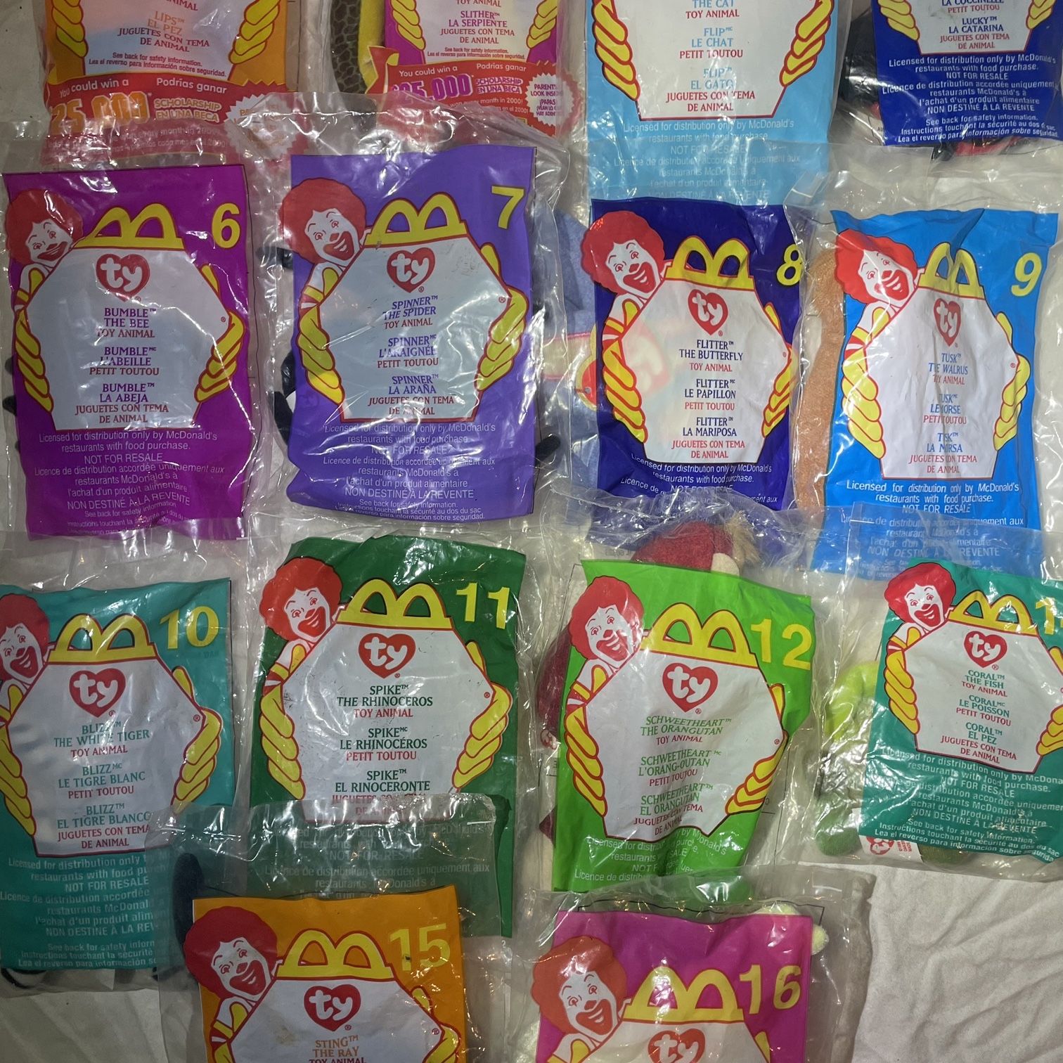 McDonald’s - Happy Meal Toy - Ty Beanie Babies - Collection #1 - #16 (2 Missing)