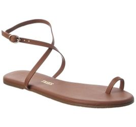 TKEES Leather Phoebe Toe Loop Ankle Strap Sandals Size 6 Minimalist Nude Brown