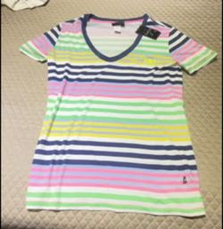 Andrew Christian Men’s Striped V-Neck Shirt - Size Large - New With Tags