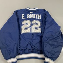 Vintage 90s Dallas Cowboys Emmitt Smith #22 Starter Jacket NFL Pullover Size L  Rare and hard to find. Please look at pictures for further details and