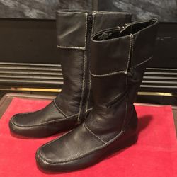 Women’s Bandolino Black Leather Flat Boots