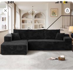 Black Plus Corduroy Couch 