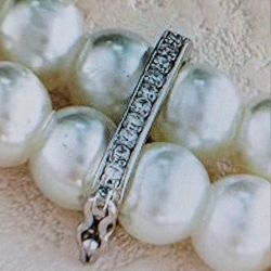 New 925 Sterling Silver CZ Necklace Clasp, Pearl Enhancer