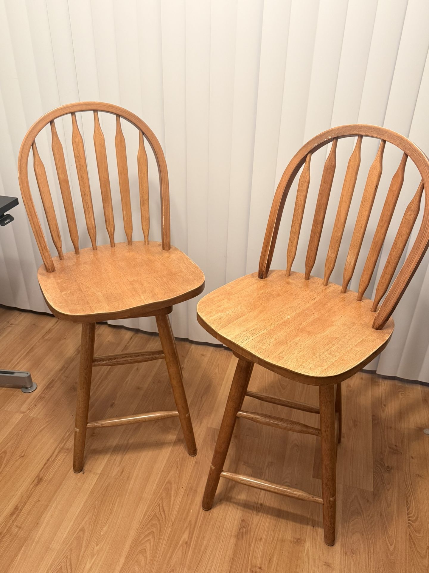 Wooden Barstool Pair