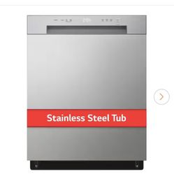 LG- 24 in. Stainless Look Front Control Dishwasher with Stainless Steel Tub and SenseClean