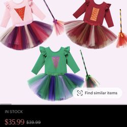 2 Baby Girls Sanderson Sisters Witch Costumes