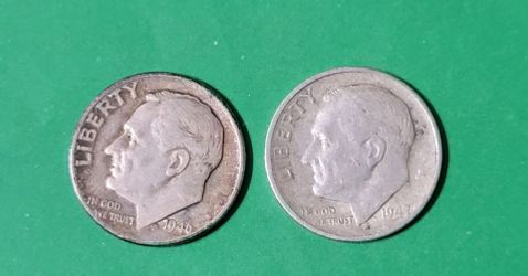 1946-D & 1947-S Roosevelt Silver Dimes — Lot of 2