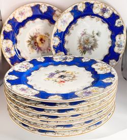 SALAD/DESSERT PLATES ~Rosenthal Selb-Bavaria China Set – Cobalt Blue Gold