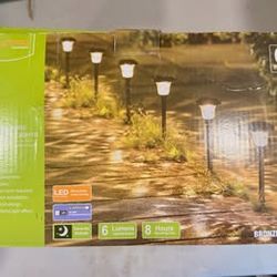 SUNPO Solar Pathway Lights — 6 Pack LED Path Lights, Bronze Finish, New in Box