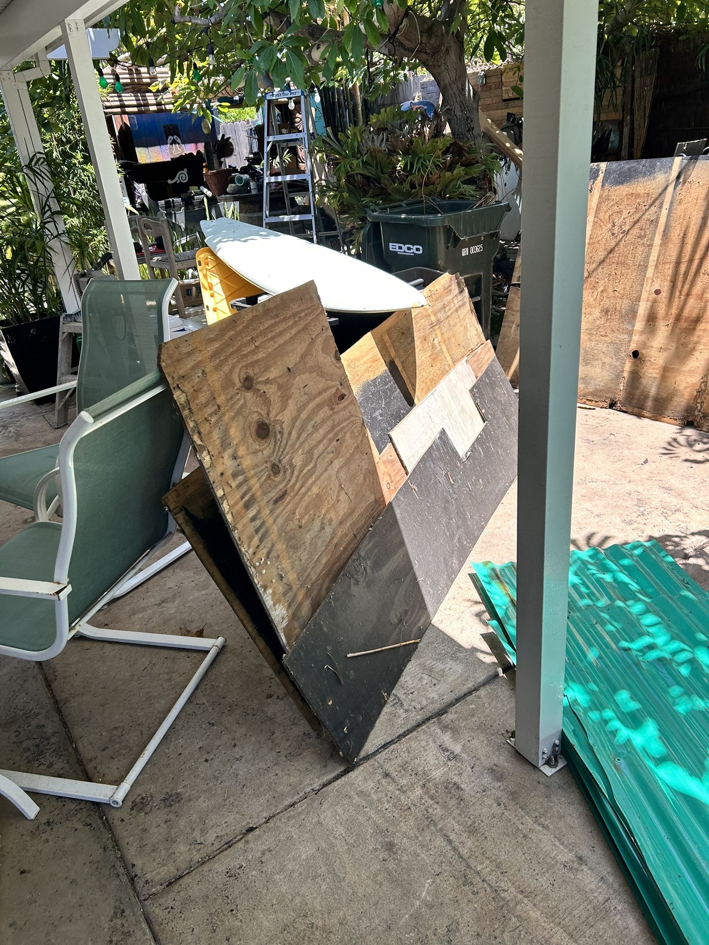 Free Plywood, Corrugated Roof Panels. And Bamboo Poles.