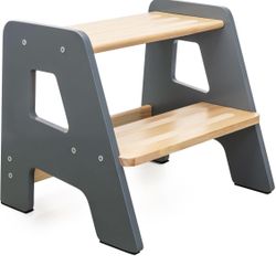 2-Step Wooden Stool for Toddlers | Kids' Stool for Bathroom Sink and Kitchen Use | Non-Slip Step Stool | Wooden Step Stool for Children Ages 2 and Up,