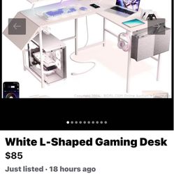 L shaped gaming desk with led lights