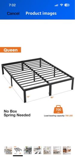 New in the box. 14 inch queen size platform. Bed frame