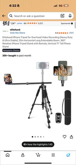 Elite hood 71 inch phone tripod