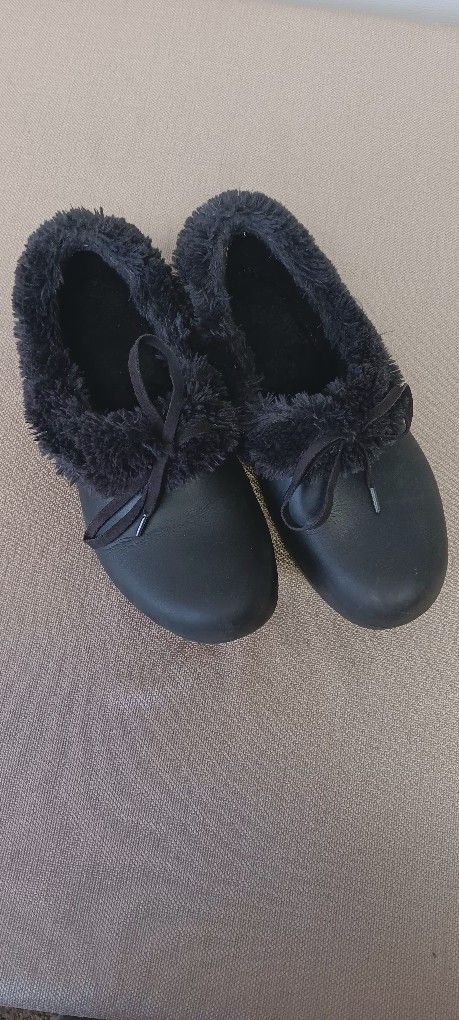 CROCS Gretel Classic Lined Clogs Womens Sz 9 Slip on Shoe Black on Black