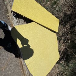 wavey 1950s Formica Yellow Antique Table