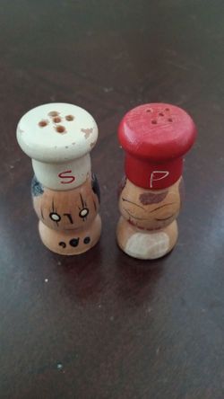 Vintage 1950's Wood Salt and Pepper Shakers