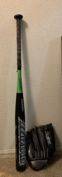 Baseball bat and glove