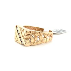 10kt Gold Men’s Diamond Nugget Ring 9.80grams Size 11 5 Diamonds Angle 143394 12