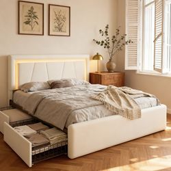 Bed full size , white, new