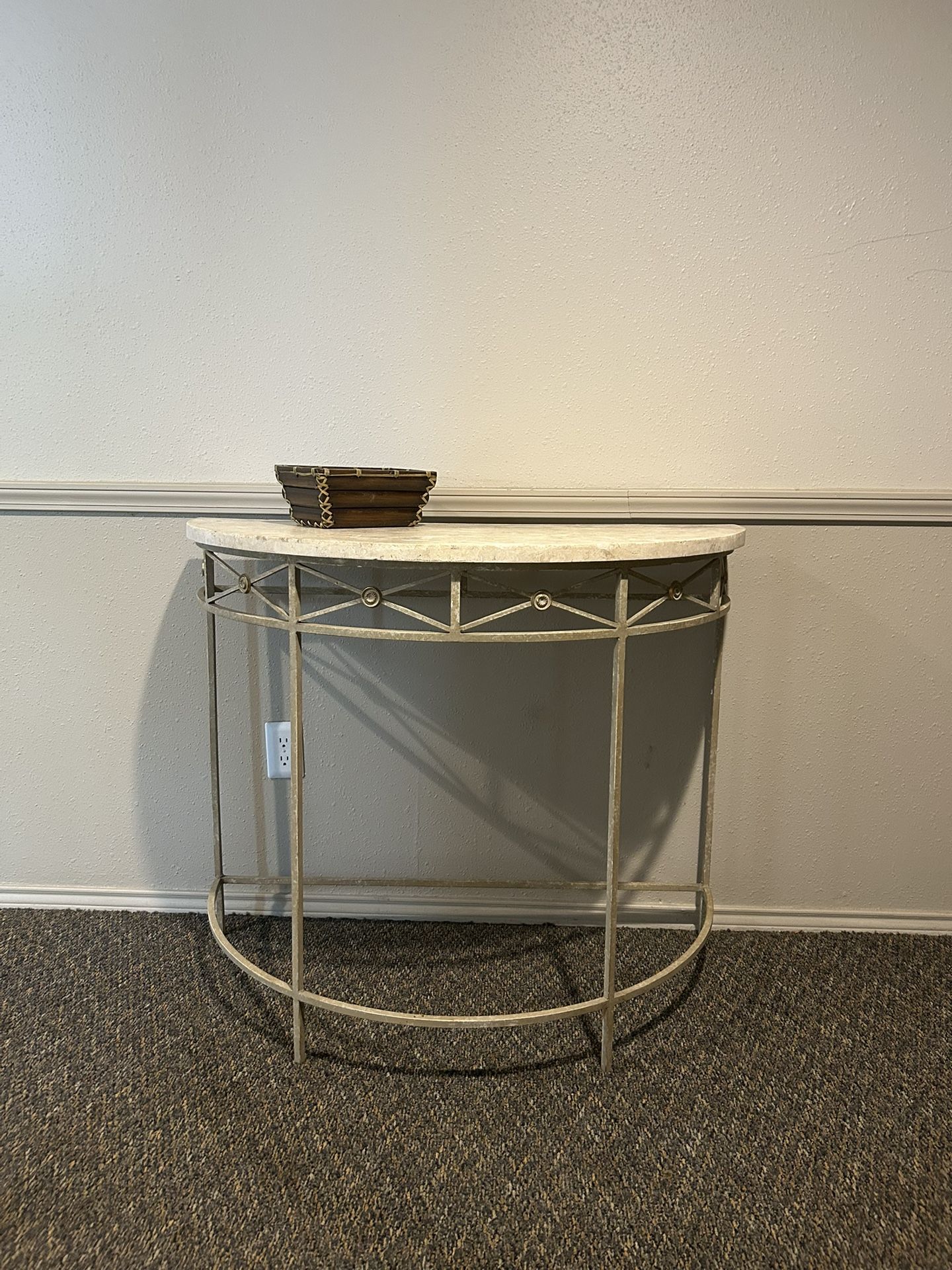 Marble top demi lune console table