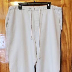 Lungarno Lungo L'arno men's Linen Pants Pull-On Elastic Drawcord Waist Pockets Wide flat legs Khaki Size XL

Description
Embrace the challenge of the 
