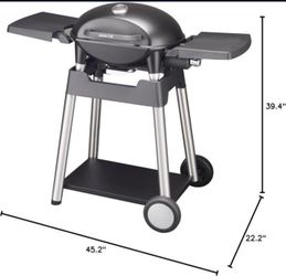 Portable Stand-up Propane Grill, Gas Grill, Cart Style, Black, 10000BTU Portable and Convenient Camping Grill for Party, Patio, Garden, Backyard, Balc