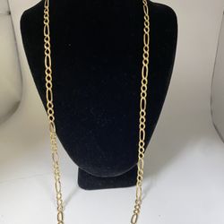 10k Gold Semi Solid Figaro Necklace 26”