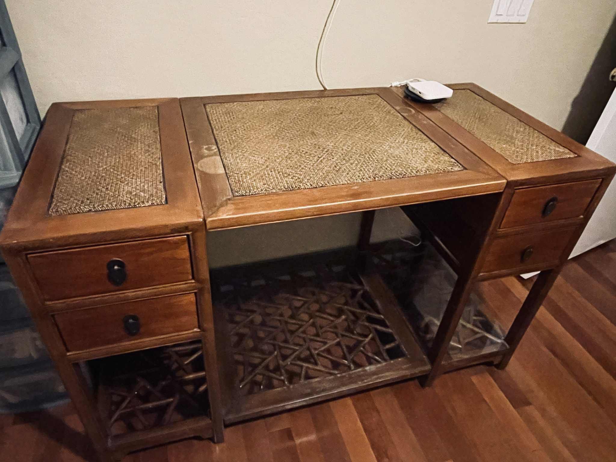Antique Oriental Desk and Chairs