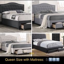 New Queen Storage Bed With Nice 10” Orthopedic Supreme Mattress Included 📍 