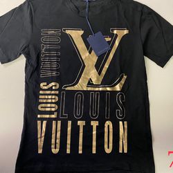 Louis Vuitton, Tops, Louis Vuitton White Logo Tee Shirt Gold Size Small
