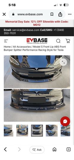 Tesla Model S Carbon Fiber Front Splitter Lip Spoiler